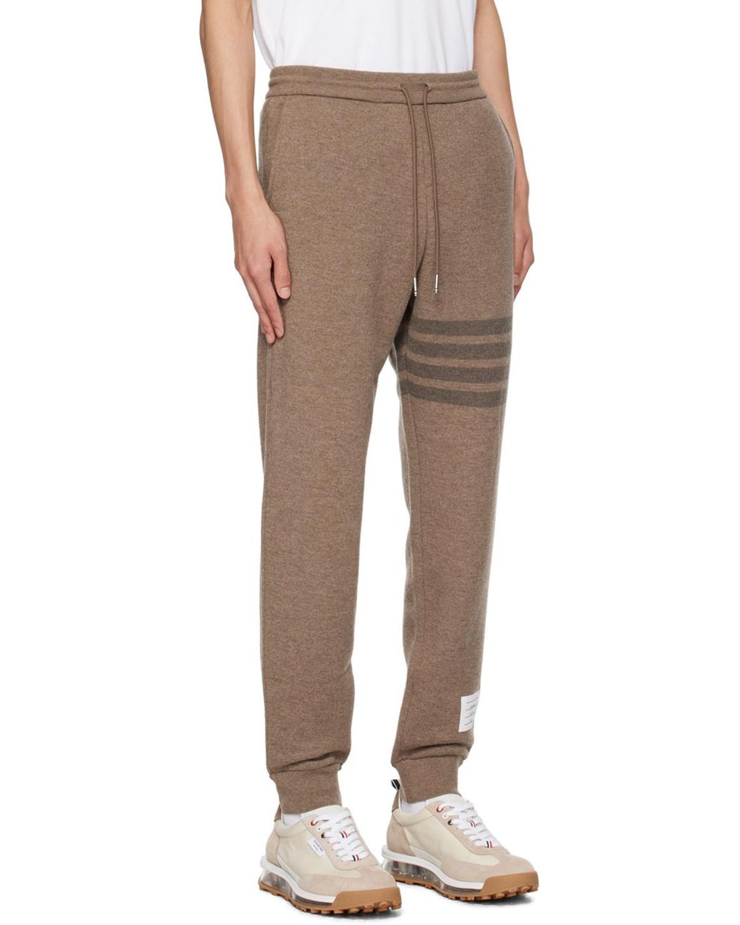 Thom Browne Black Four Bar Drawstring Joggers for men
