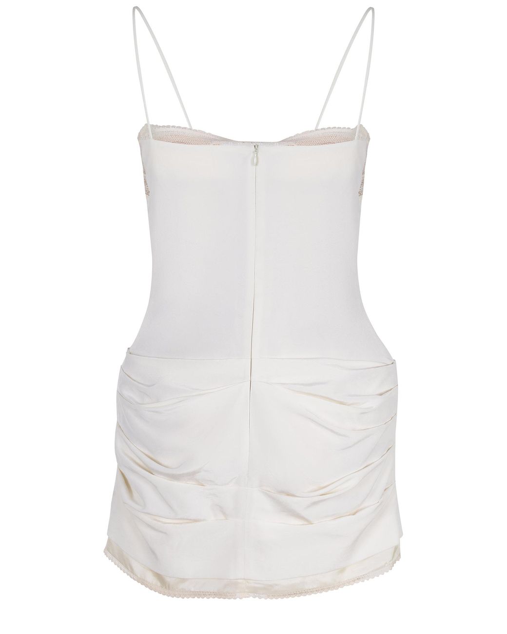 Magda Butrym White Draped Lace-Trim Mini Dress