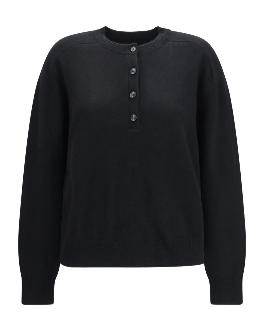 Loulou de Saison Black Malo Oversized Cashmere Henley Sweater