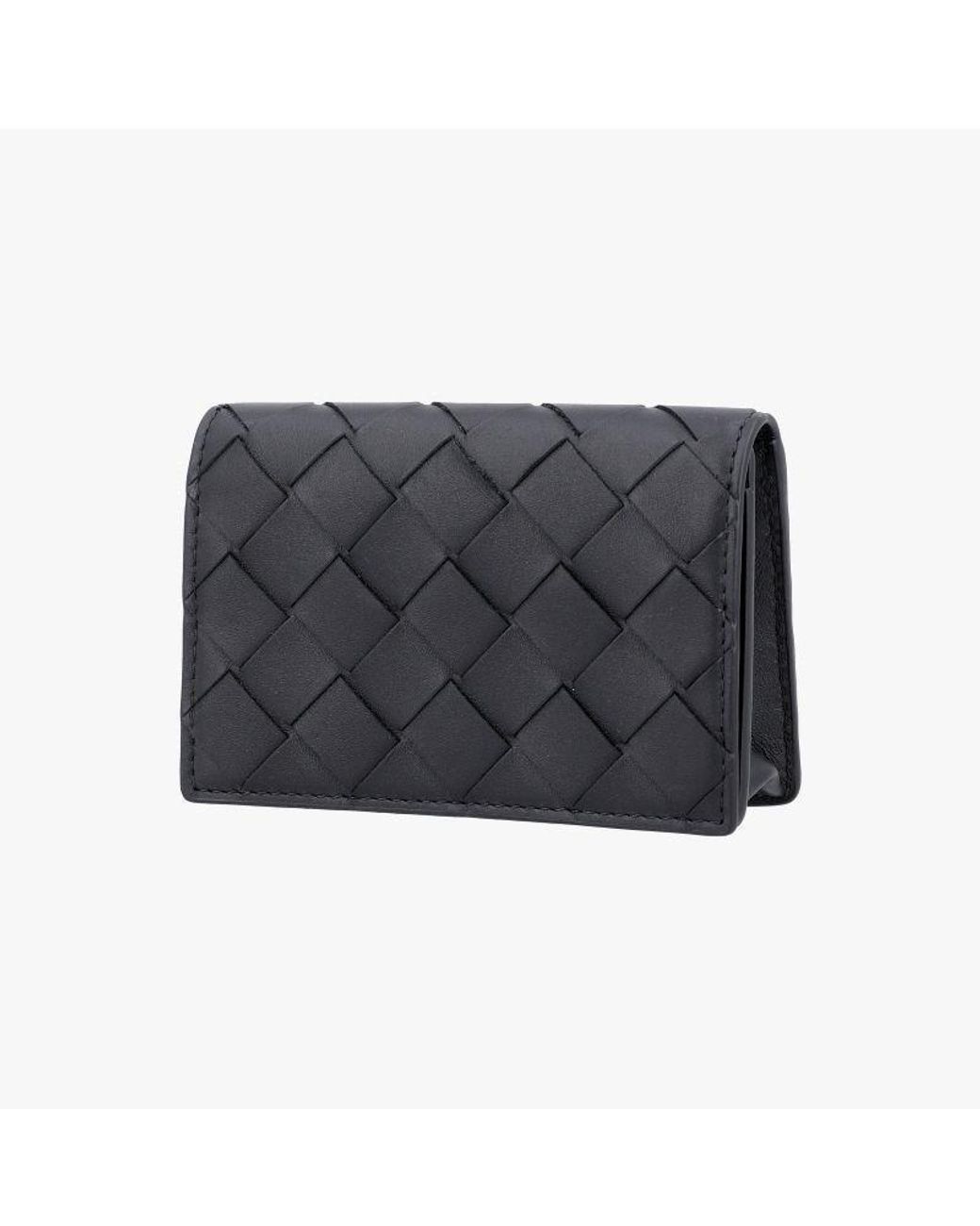 Bottega Veneta Black Woven Card Holder for men