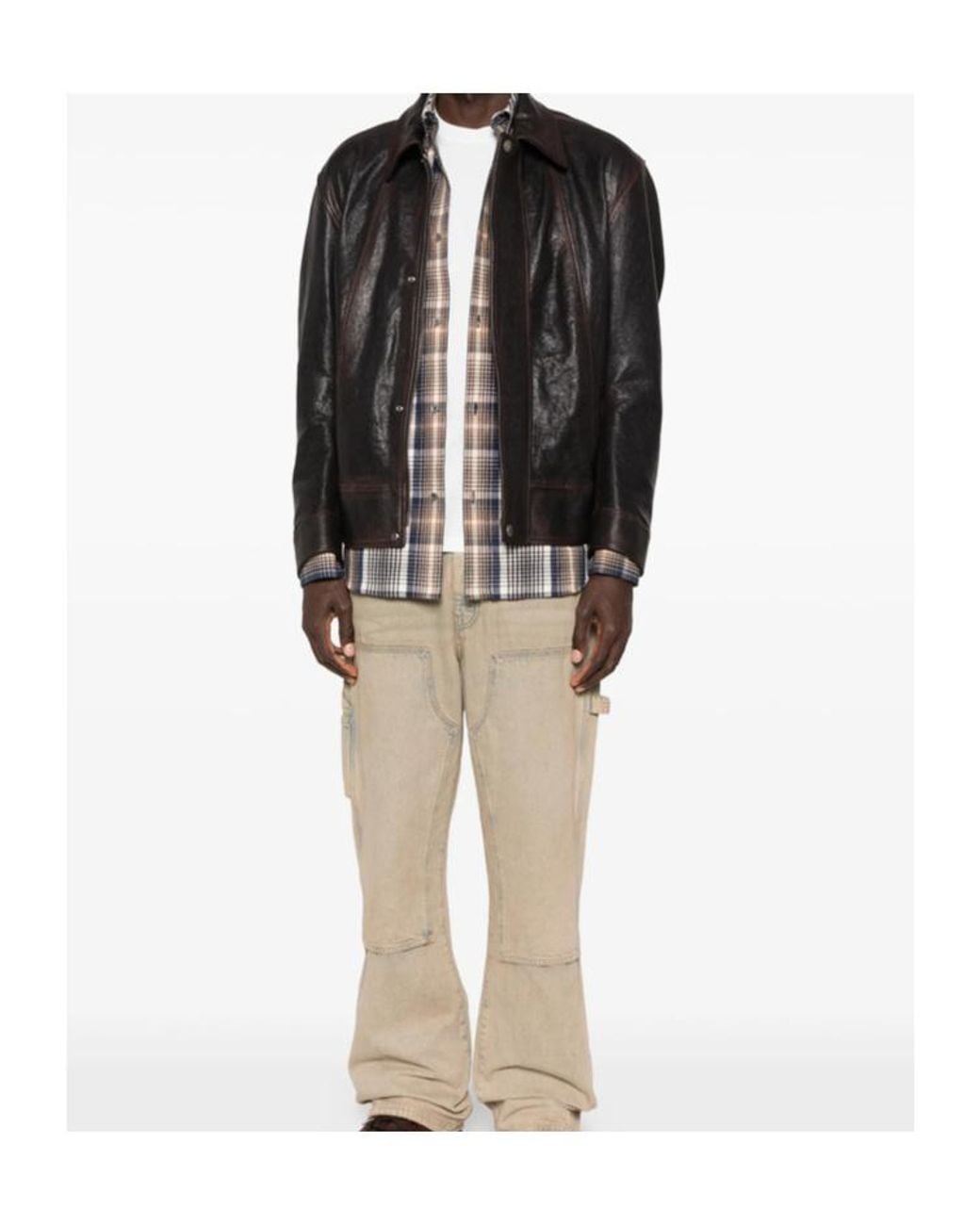 Golden Goose Deluxe Brand Black Leather Bomber Jacket for men