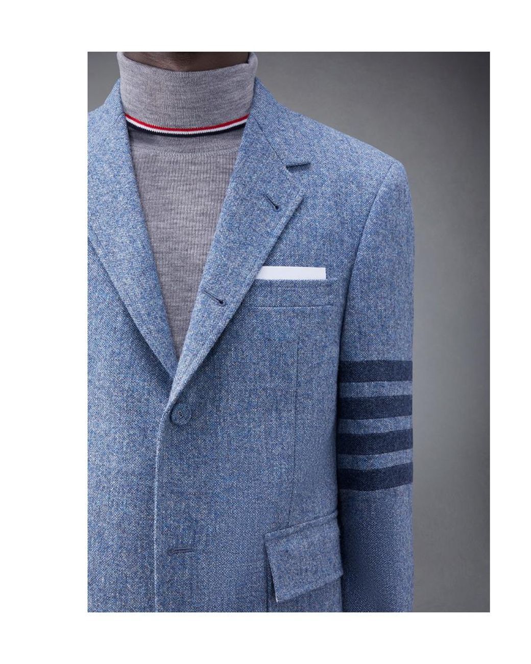Thom Browne Blue Stripe-Detailed Single-Breasted Tailored Blazer for men