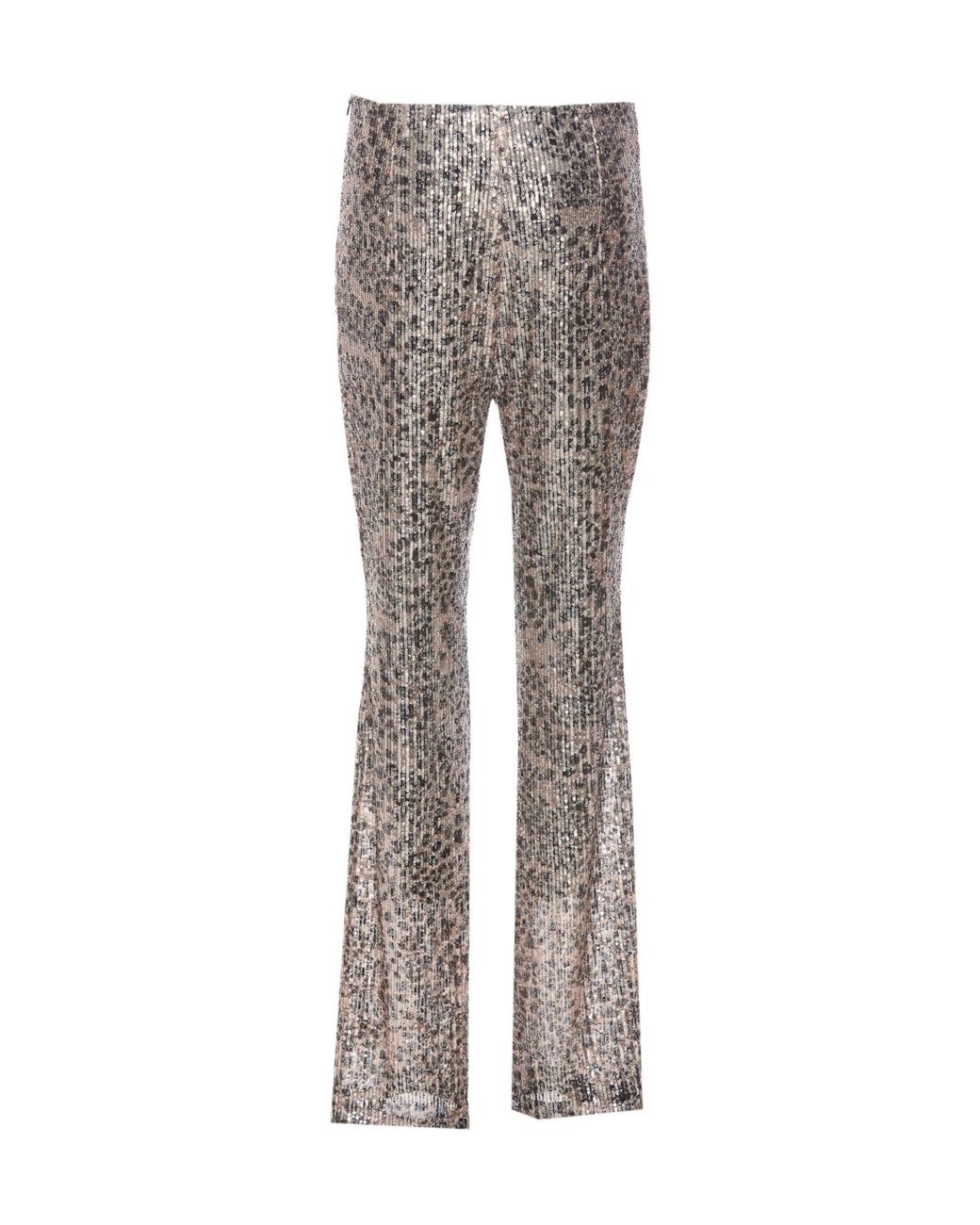 Liu Jo Gray Sequinned High-Waisted Trousers