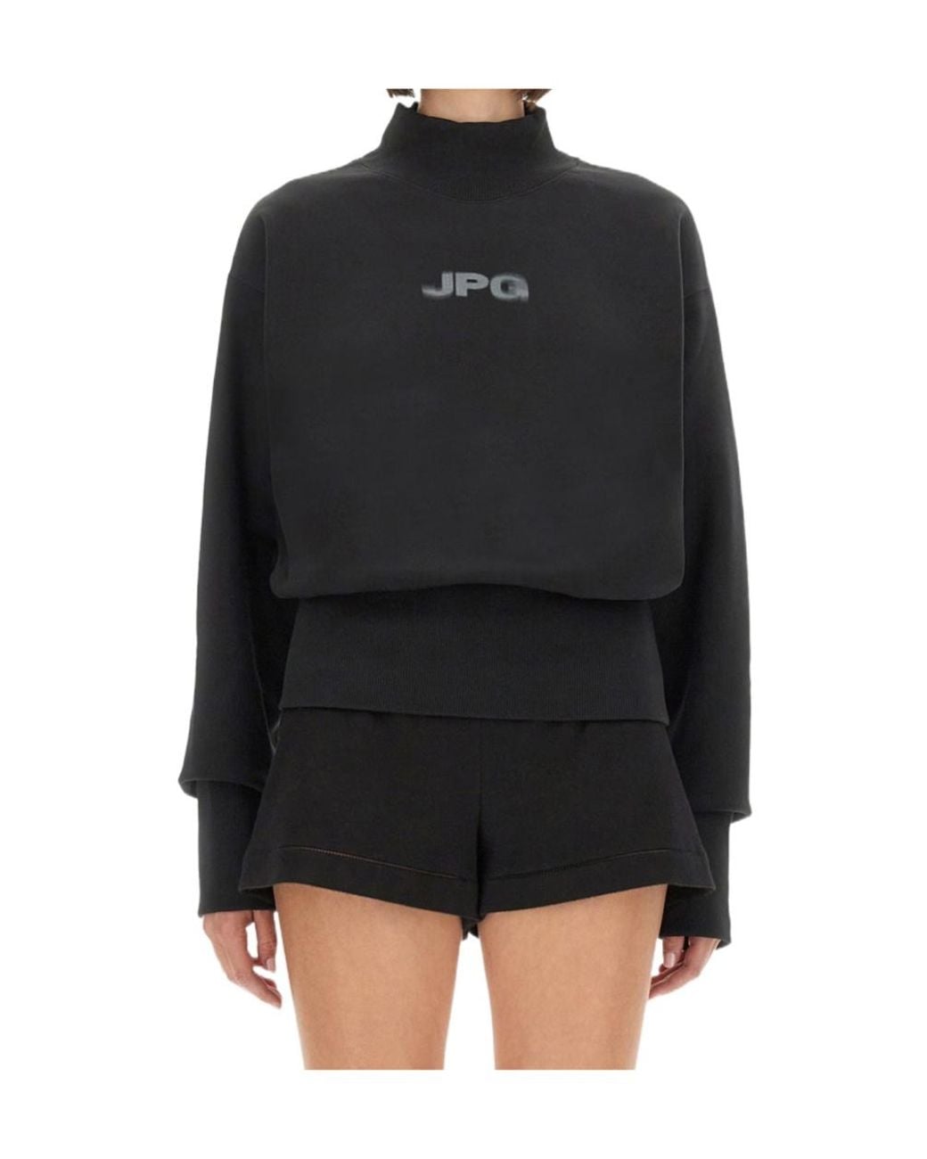 Jean Paul Gaultier Black Logo Printed High-Neck Sweatshirt