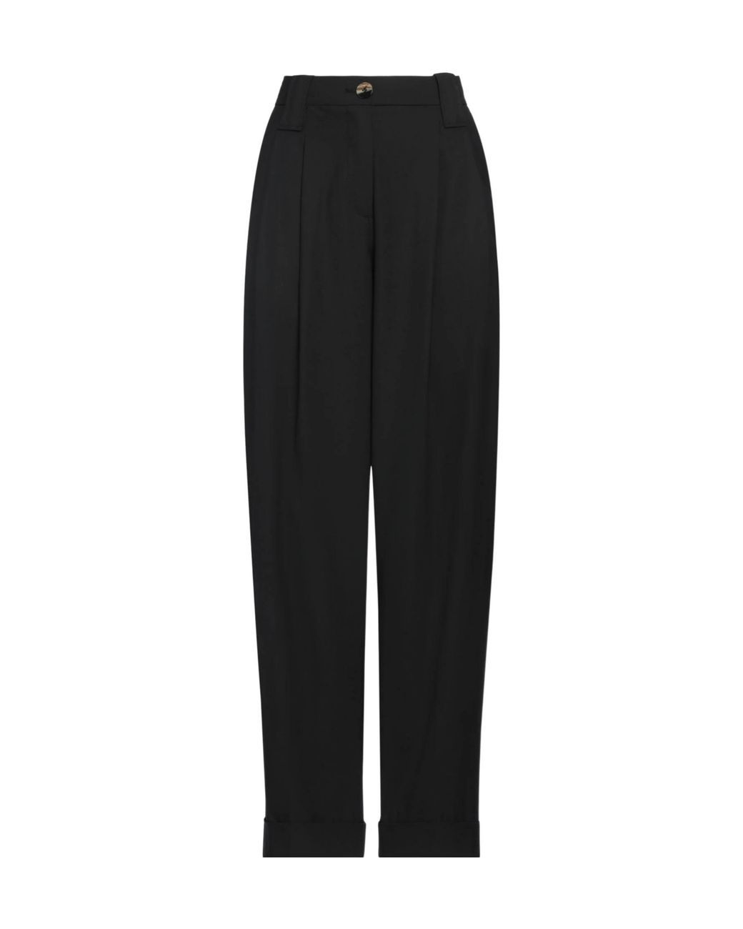 Ganni Black Solid Color Tapered Dress Pants