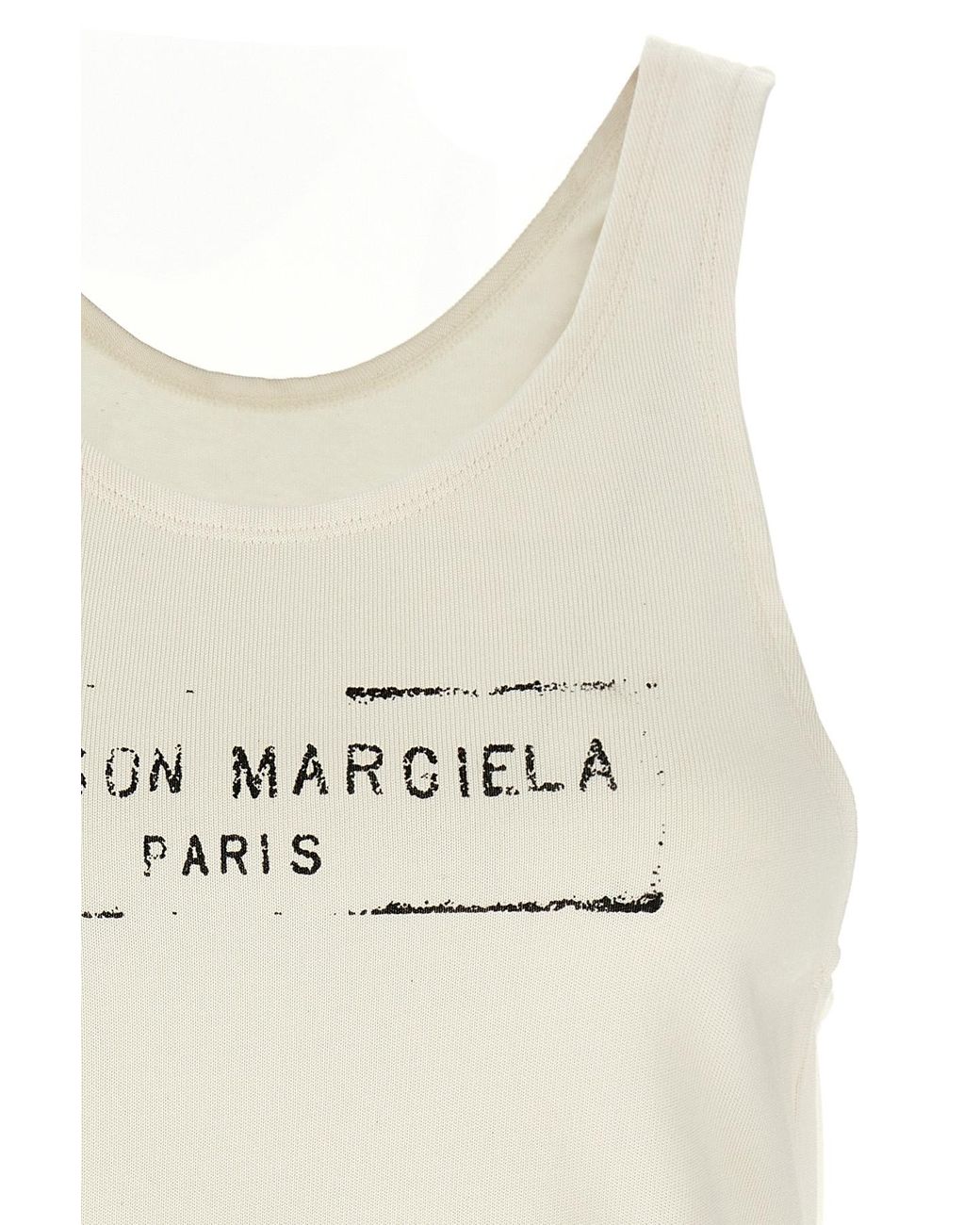 Maison Margiela Natural Logo Printed Tank Top