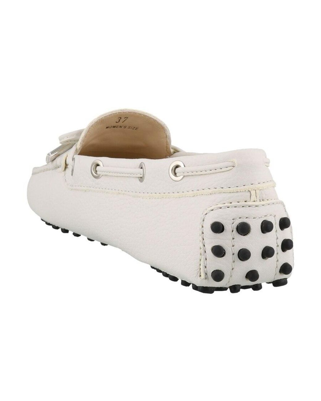 Tod's White Gommino Slip-On Loafers