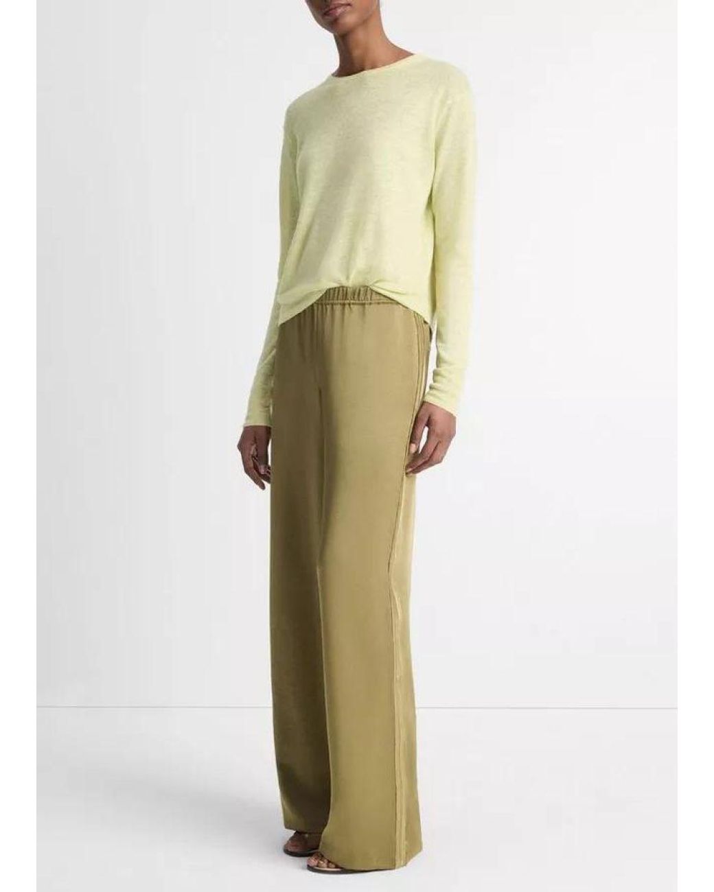 Vince Multicolor Satin-Finish Straight Trousers