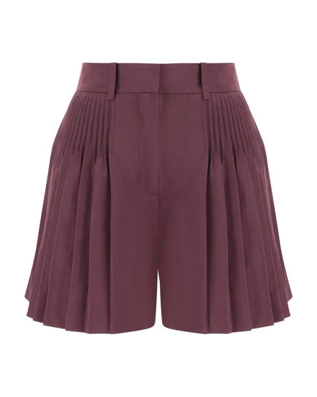 Valentino Purple Pleated Wide-Leg Shorts