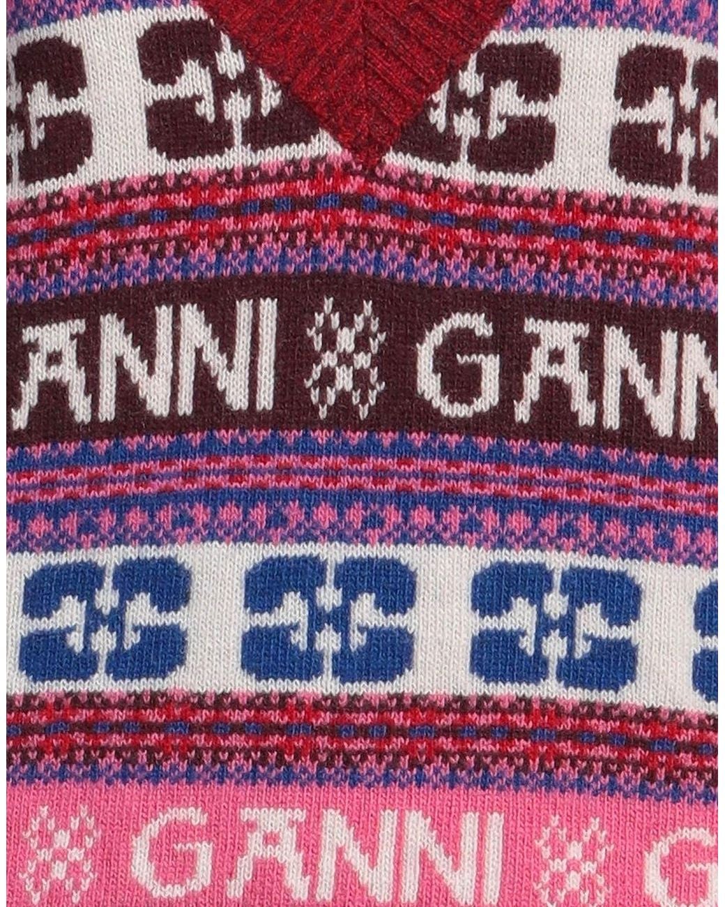 Ganni Red Colorful Sleeveless Knit Top