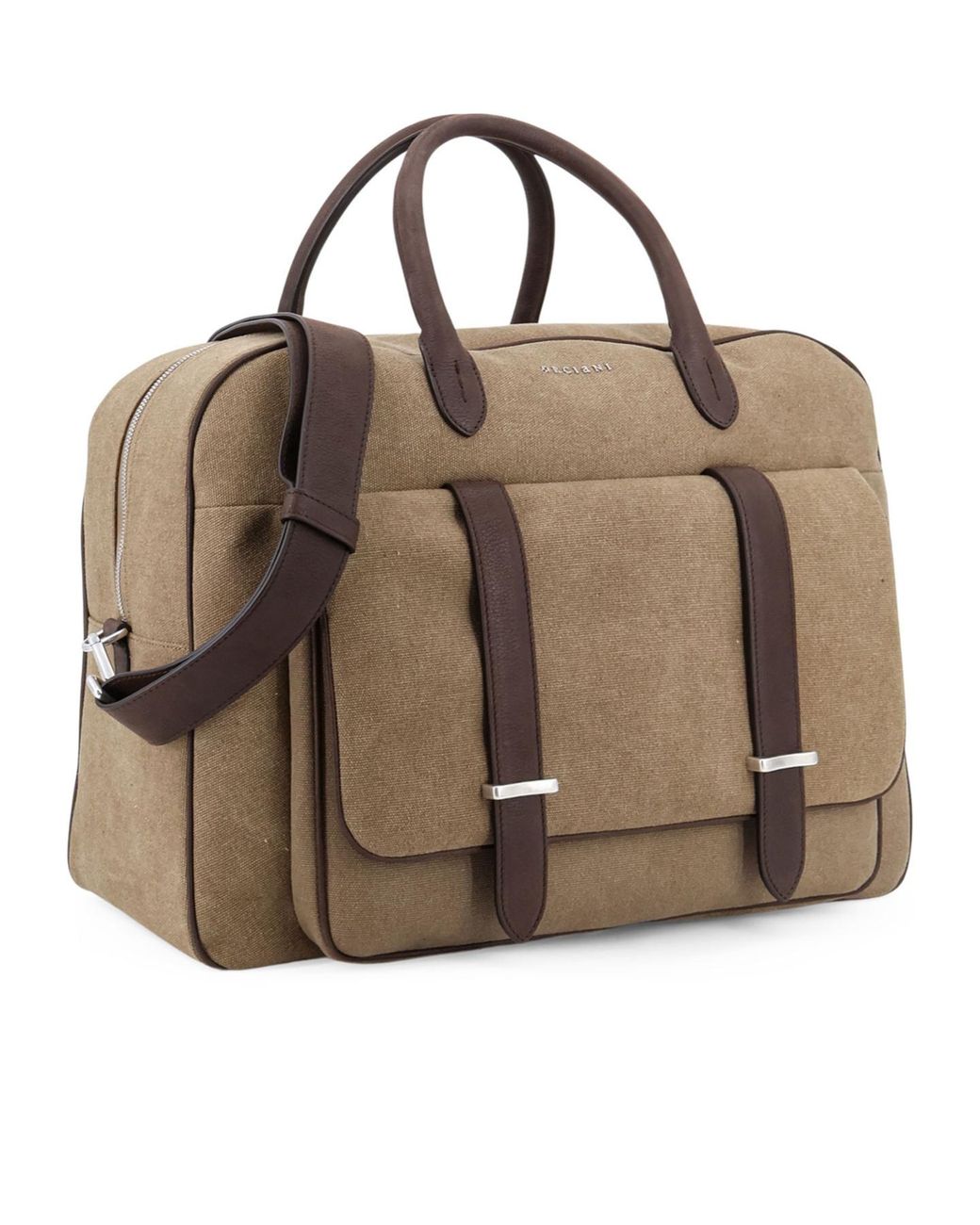 Orciani Brown Front Pocket Laptop Bag for men