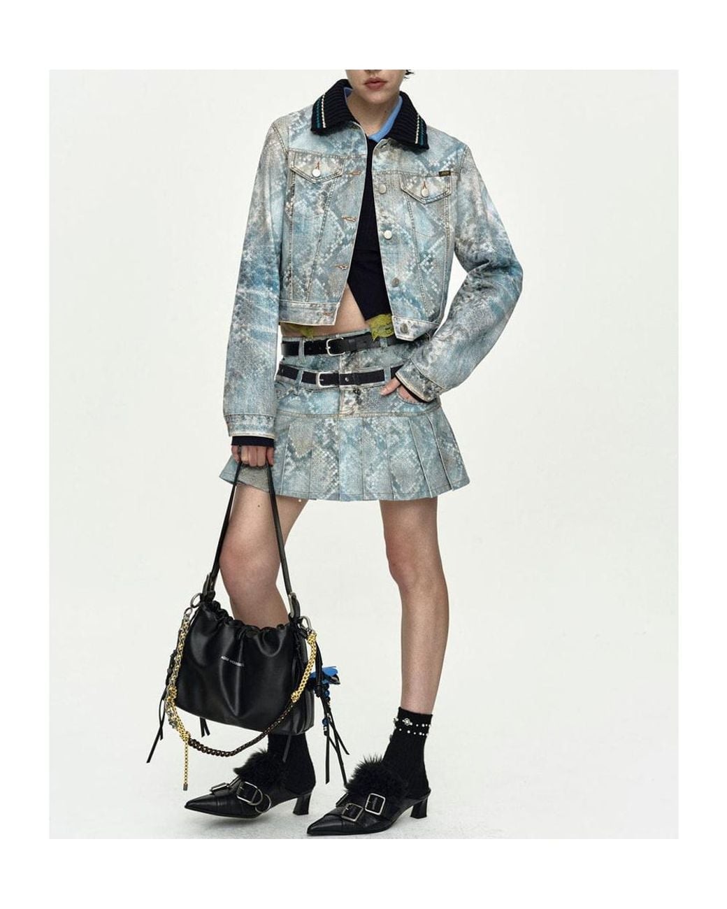 ANDERSSON BELL Blue Python Gradient Print Denim Jacket