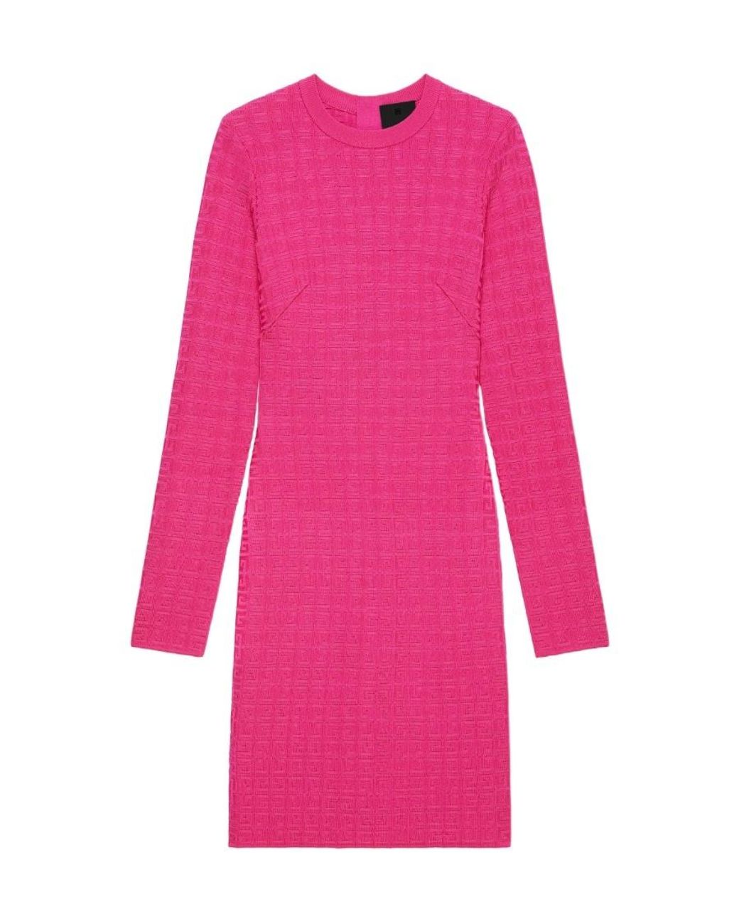 Givenchy Pink All-Over Logo Long-Sleeved Dress