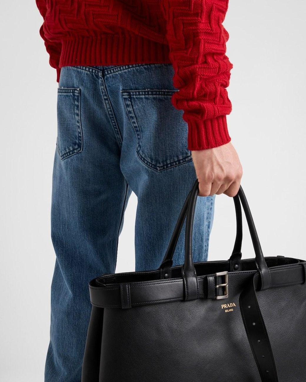 Prada Red Crewneck Knitted Sweater for men