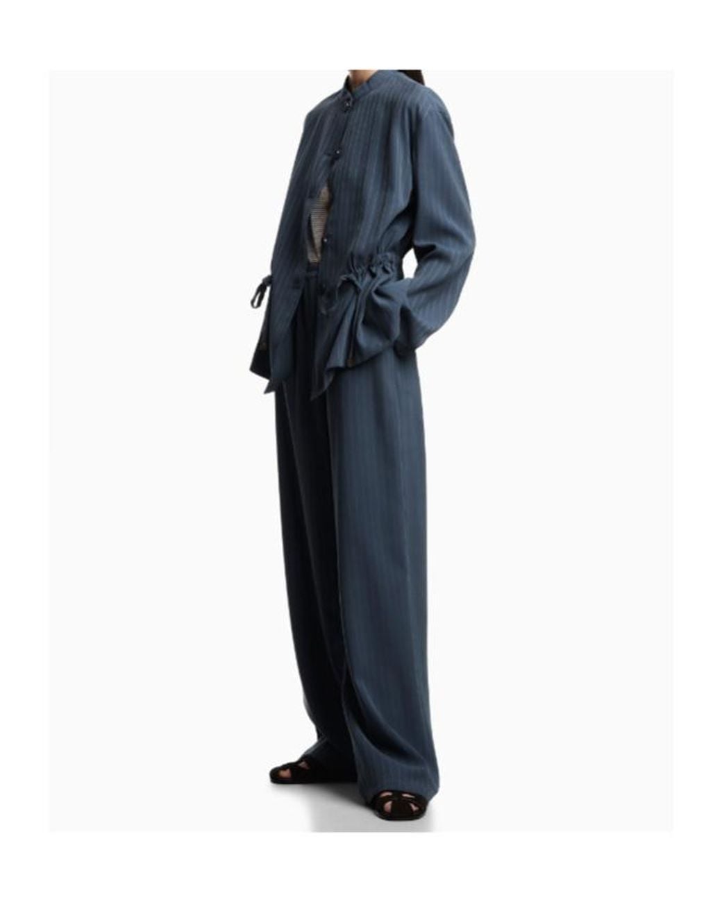 Emporio Armani Blue Striped Straight Leg Pants