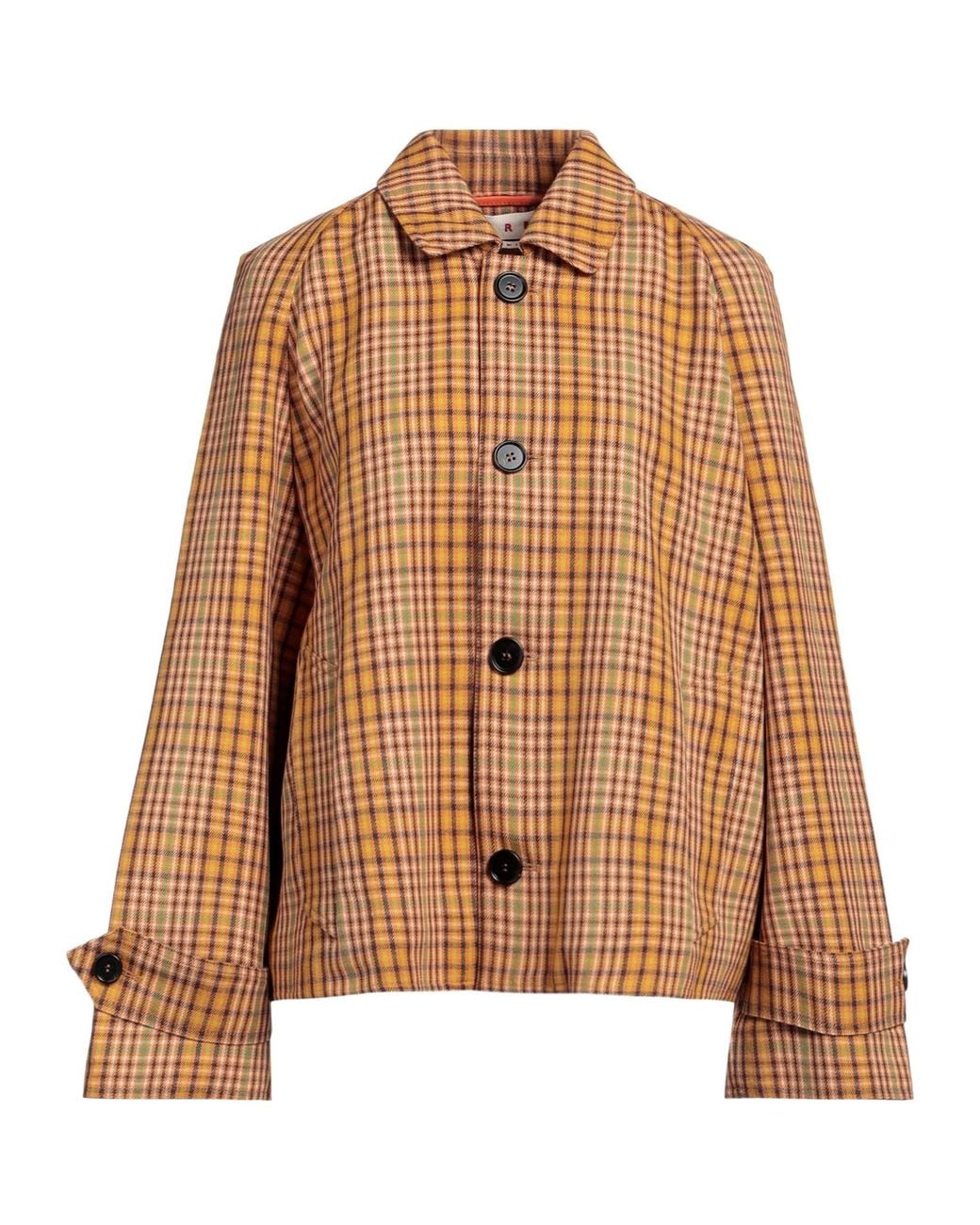 Marni Brown Plaid Single-Breasted Blazer