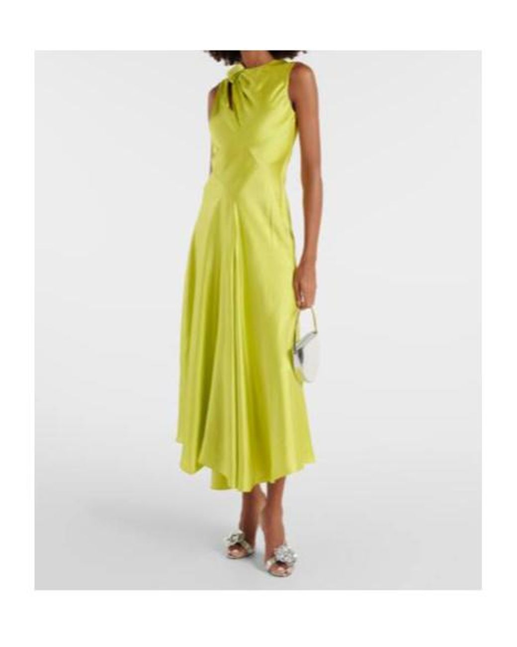 Roksanda Green Alma Gathered Silk Satin Midi Dress