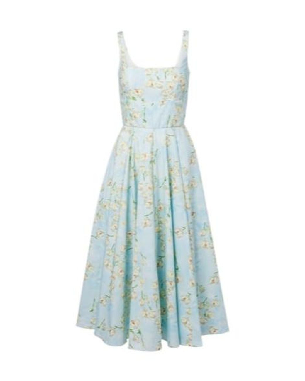 Emilia Wickstead Blue Mona Floral Cotton Midi Dress