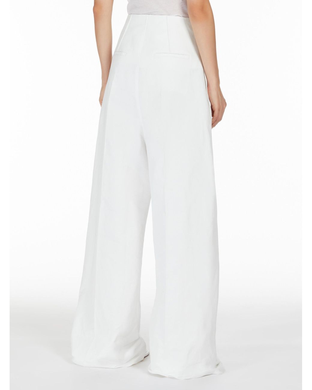 Sportmax White High Waist Straight Leg Trousers