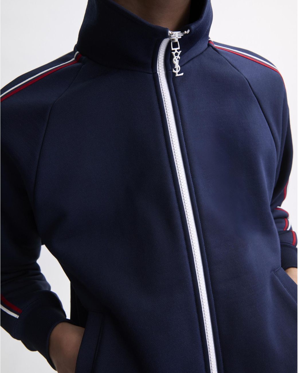 Saint Laurent Blue Zip-Up Track Jacket for men