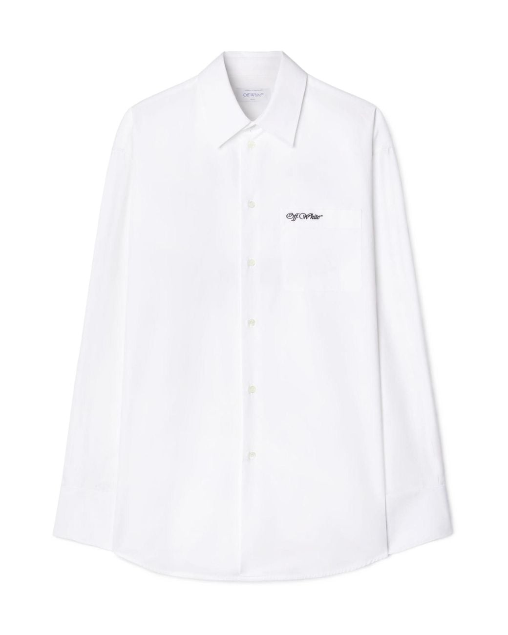 Off-White c/o Virgil Abloh White Logo Embroidered Long-Sleeved Shirt for men