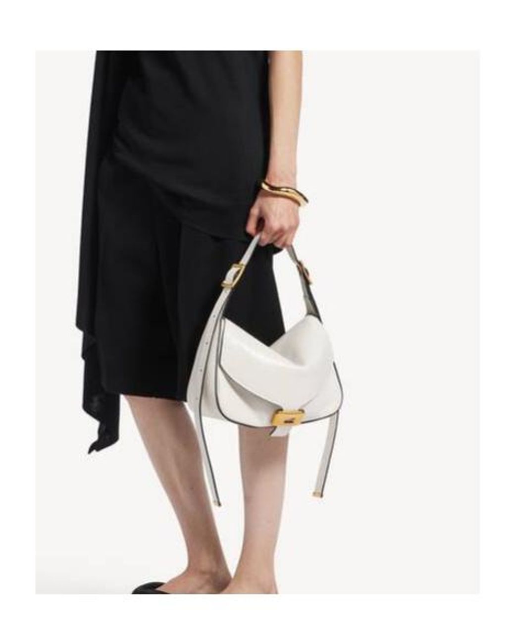 Balenciaga White Clicca Medium Shoulder Bag
