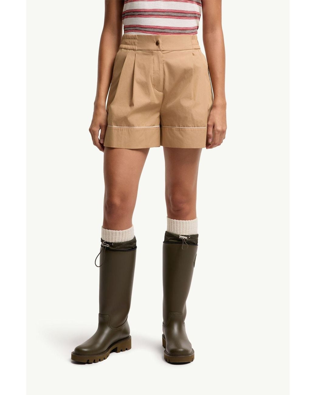 Moncler Natural Logo Patch Tailored Shorts