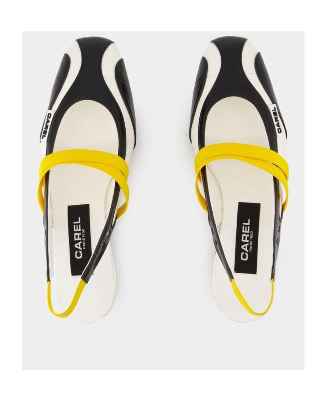 CAREL PARIS Yellow Carel Logo Patch Slingback Flat Shoes