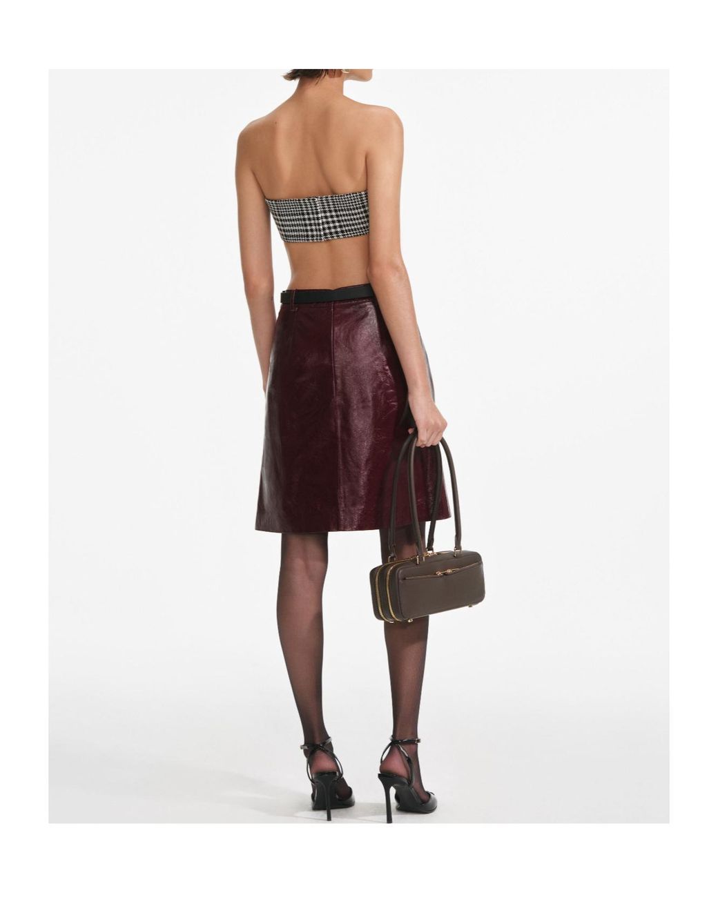 Self-Portrait Red Belted Leather Mini Skirt