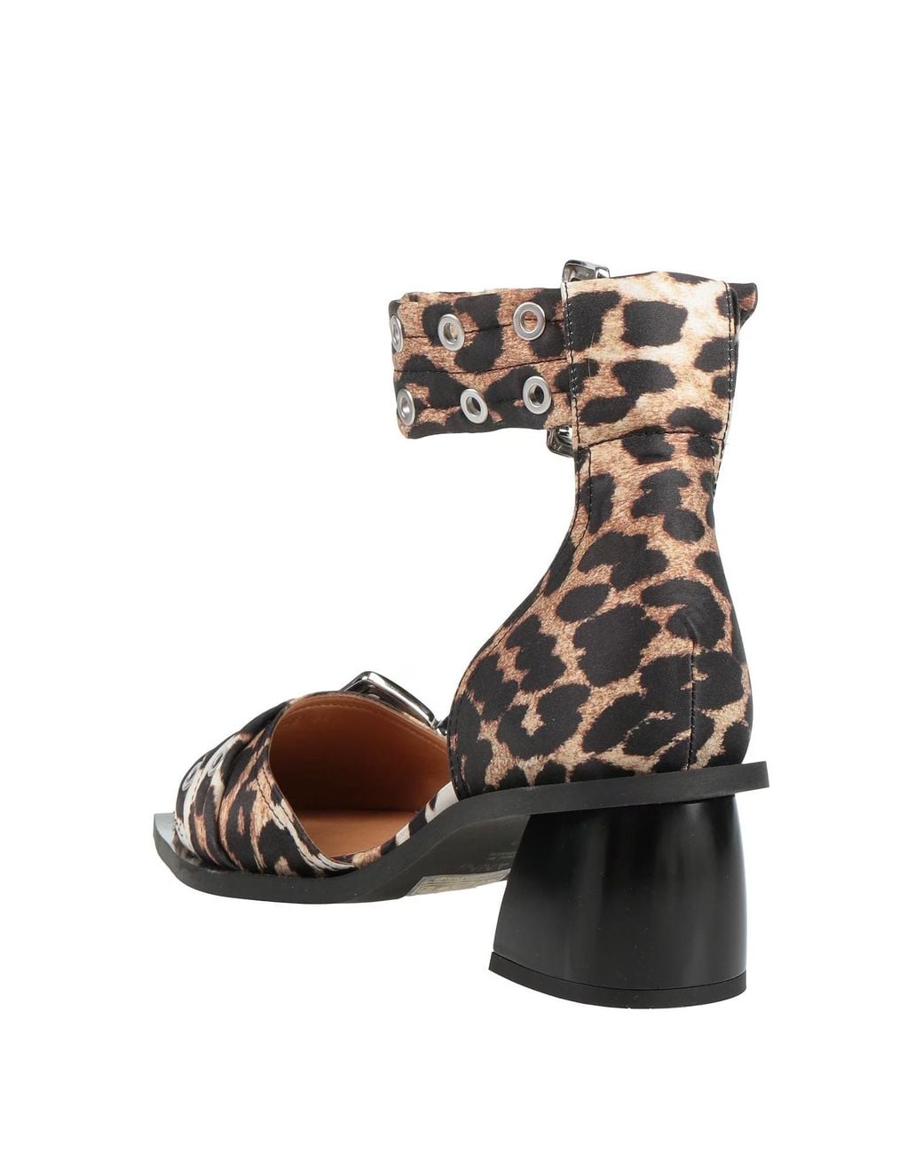 Ganni Metallic Leopard Print Satin High Heels
