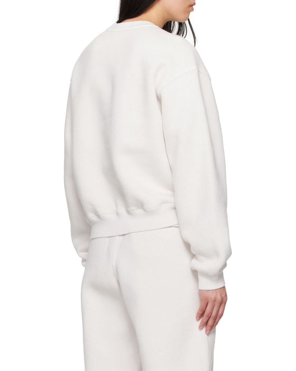 T By Alexander Wang White Logo Printed Drop Shoulder Sweatshirt