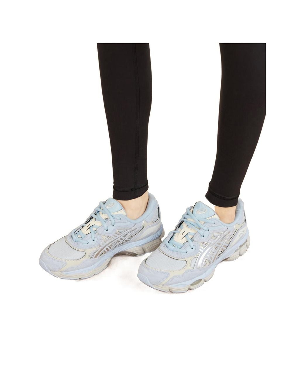 Asics Blue Suede-Trimmed Mesh Sneakers