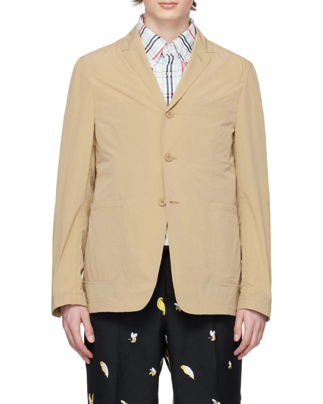 Thom Browne Natural Unconstructed Single-Breasted Blazer for men