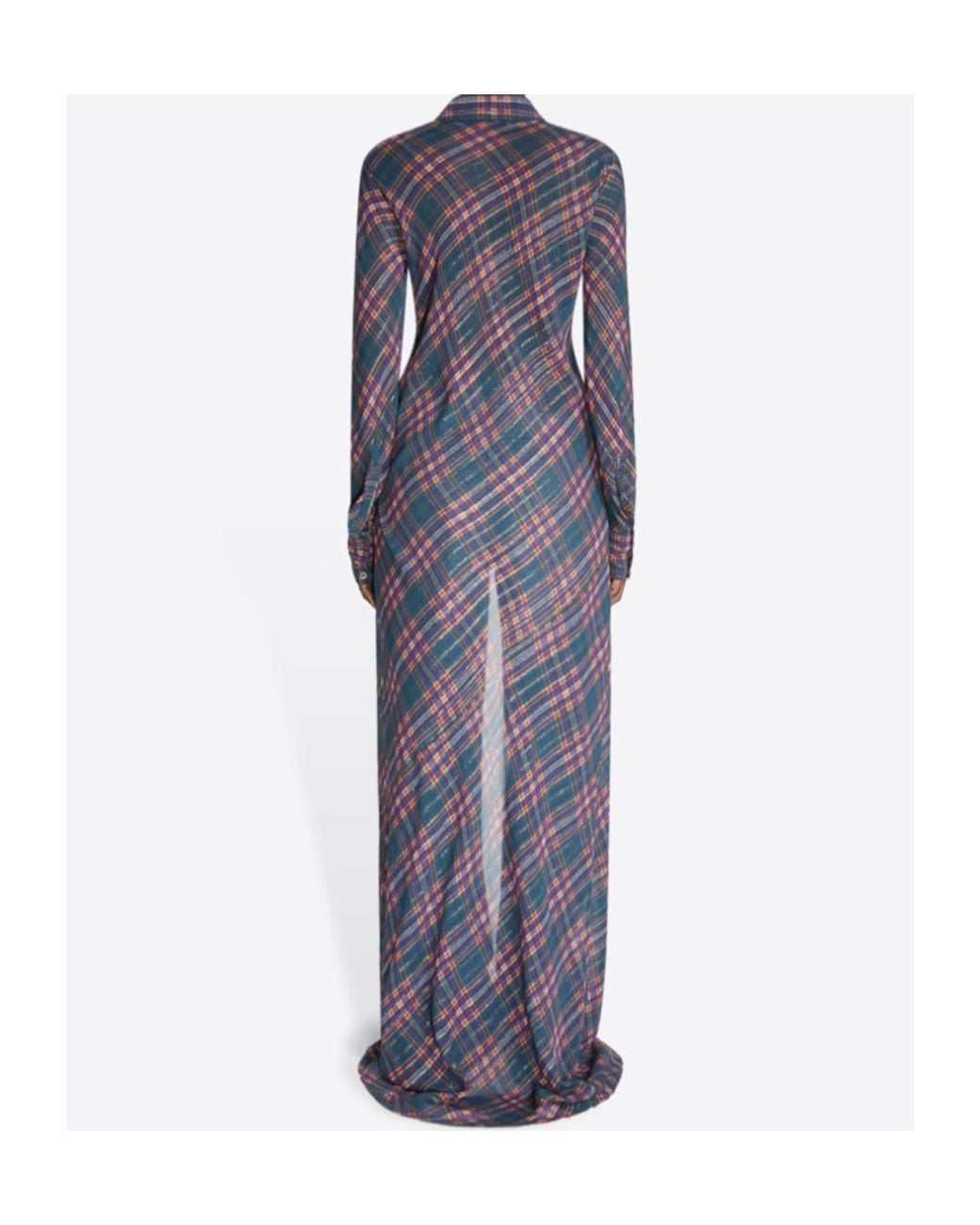 Dries Van Noten Blue Checked Midi Dress