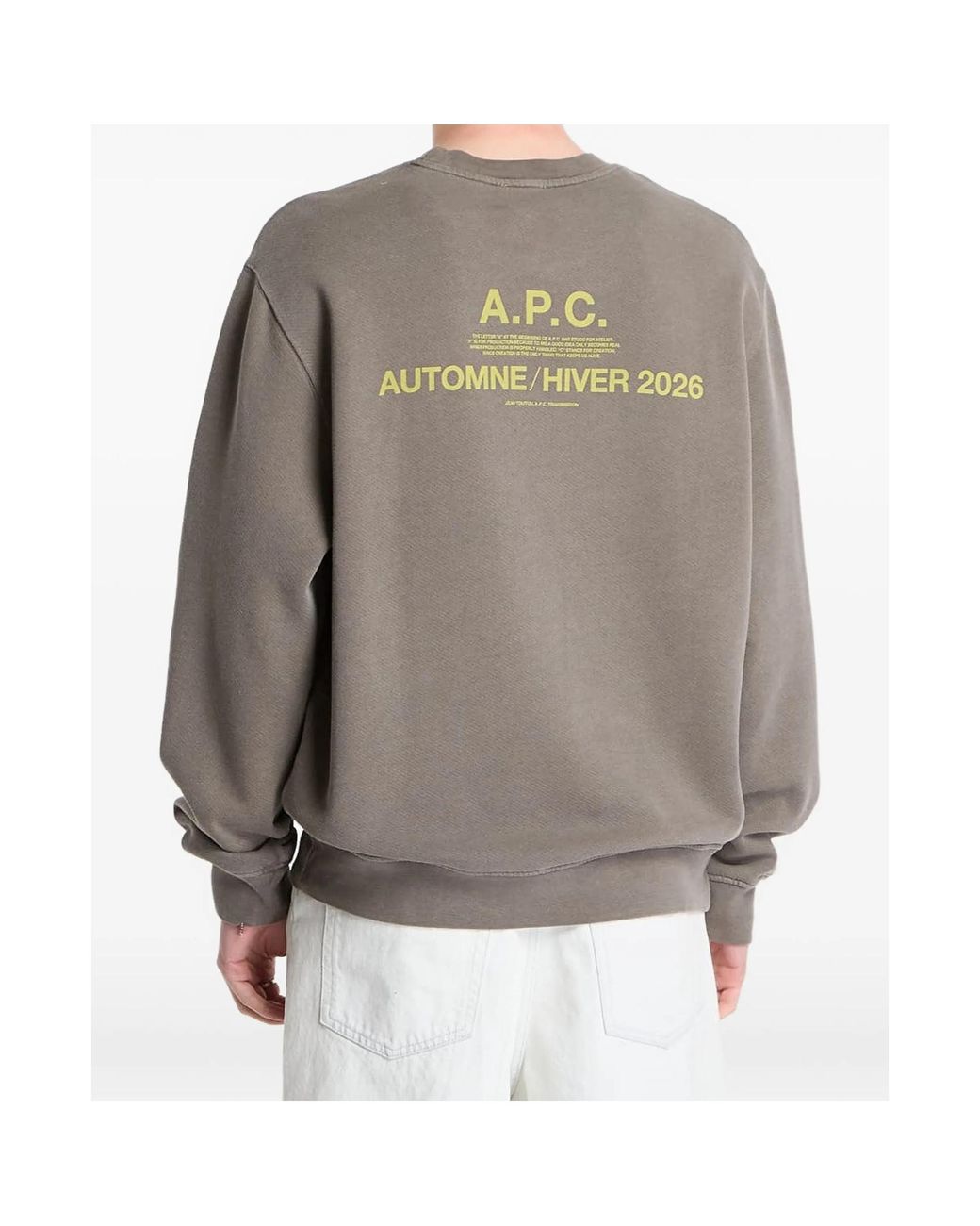 A.P.C. Gray Logo-Print Crew-Neck Sweater for men