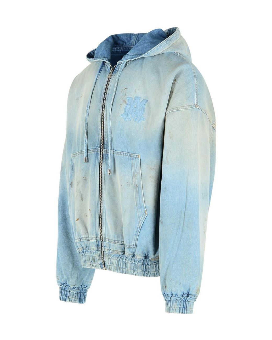 Amiri Blue Logo Patch Zip-Up Jacket for men