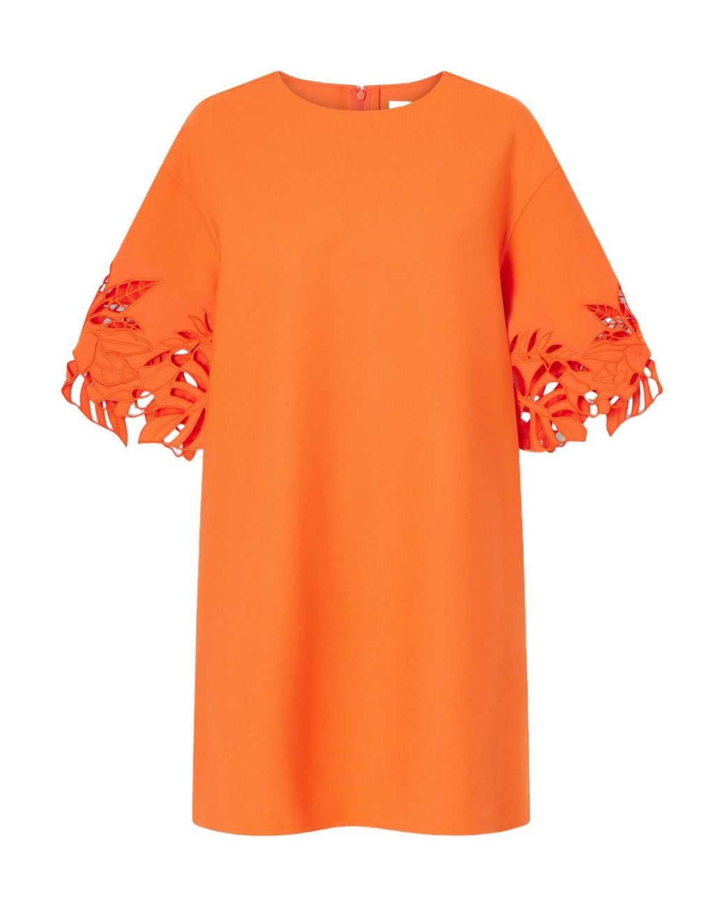 Oscar de la Renta Orange Embroidered Cut-Out Wool-Blend Mini Dress