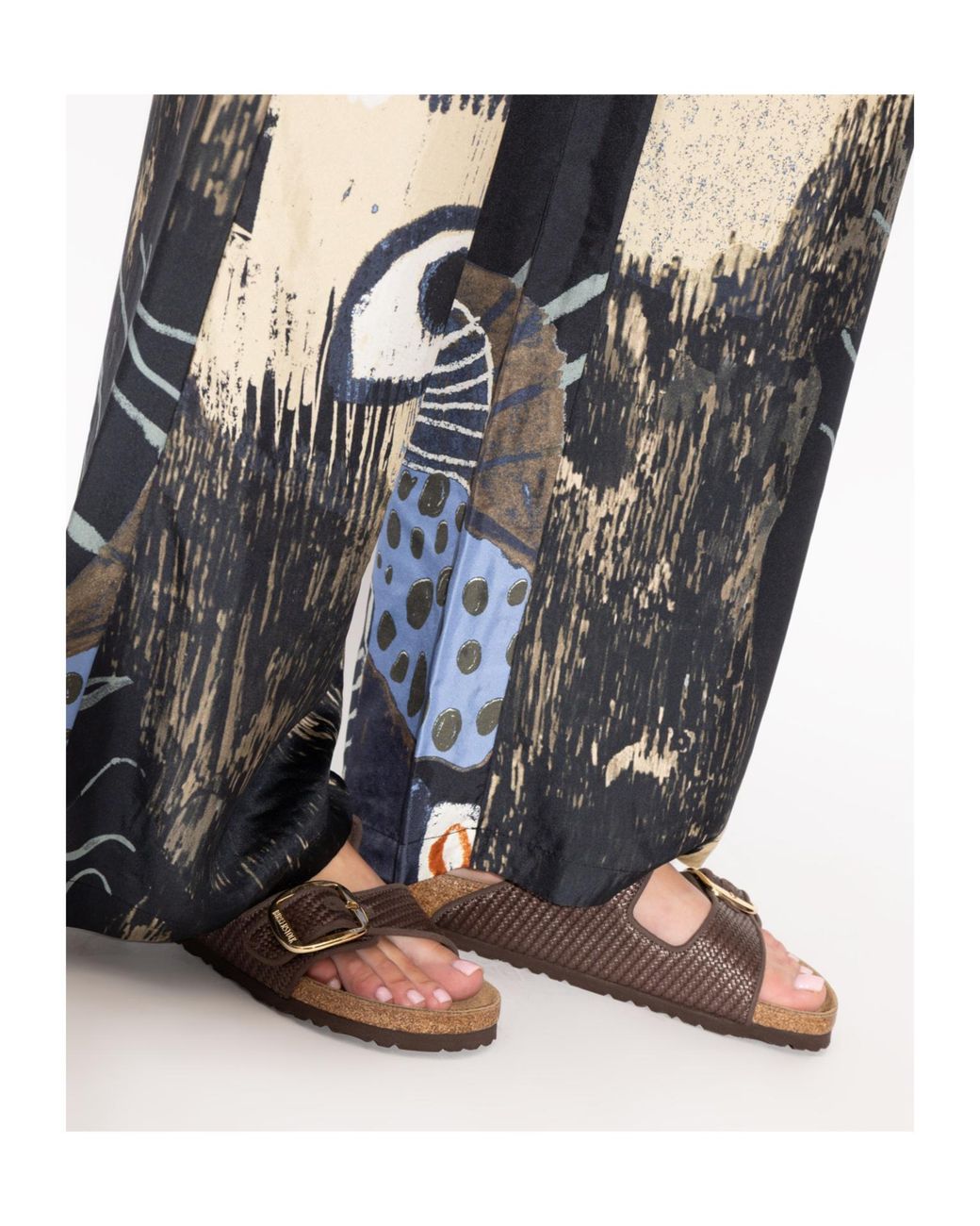 Birkenstock Brown Arizona Raffia Buckle-Strap Sandals