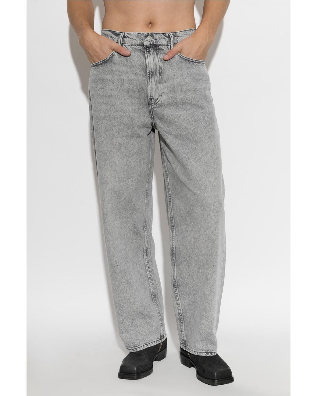 AllSaints Gray Belt Loop Jeans for men