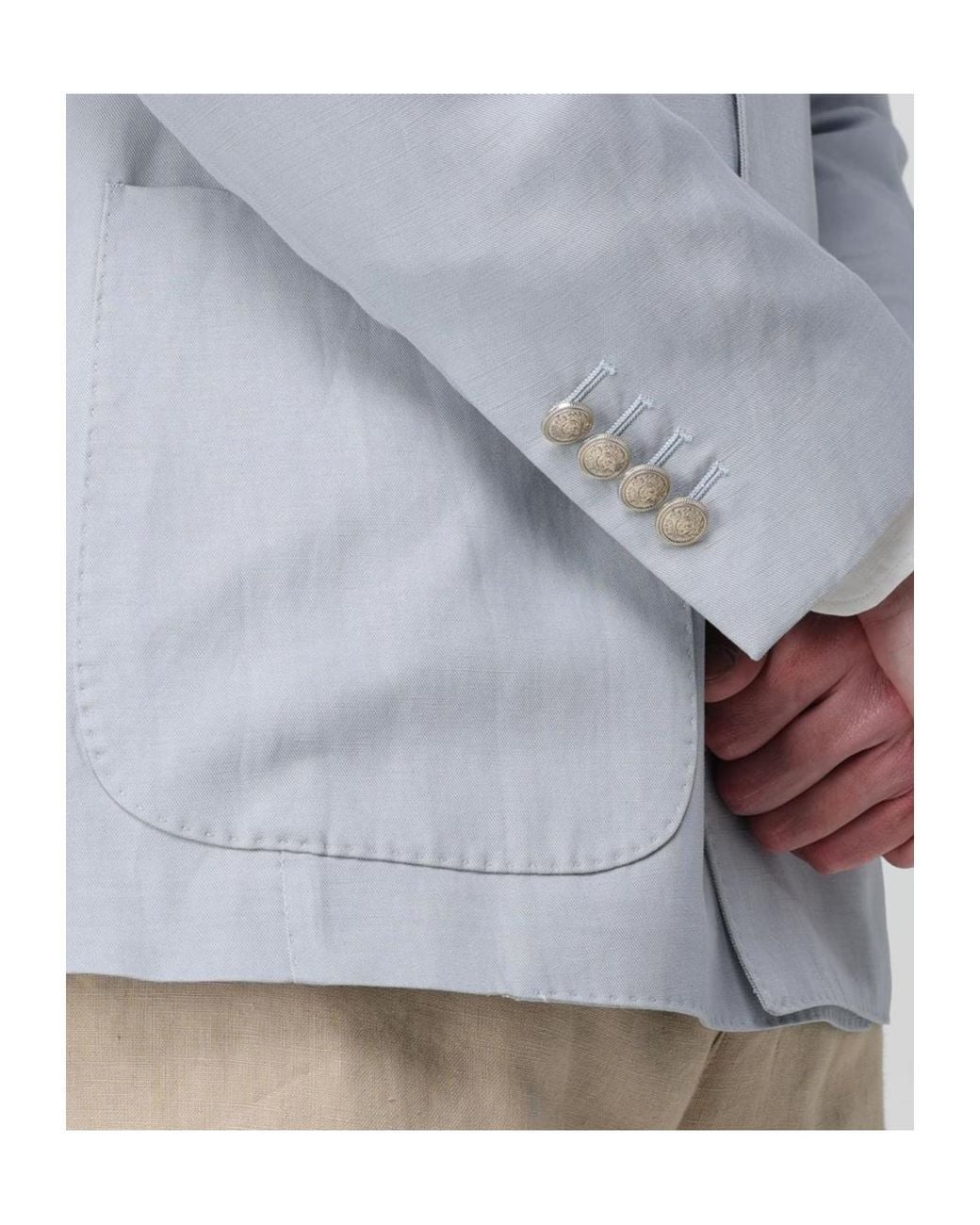 Eleventy Blue Double-Breasted Patch-Pocket Jacket for men