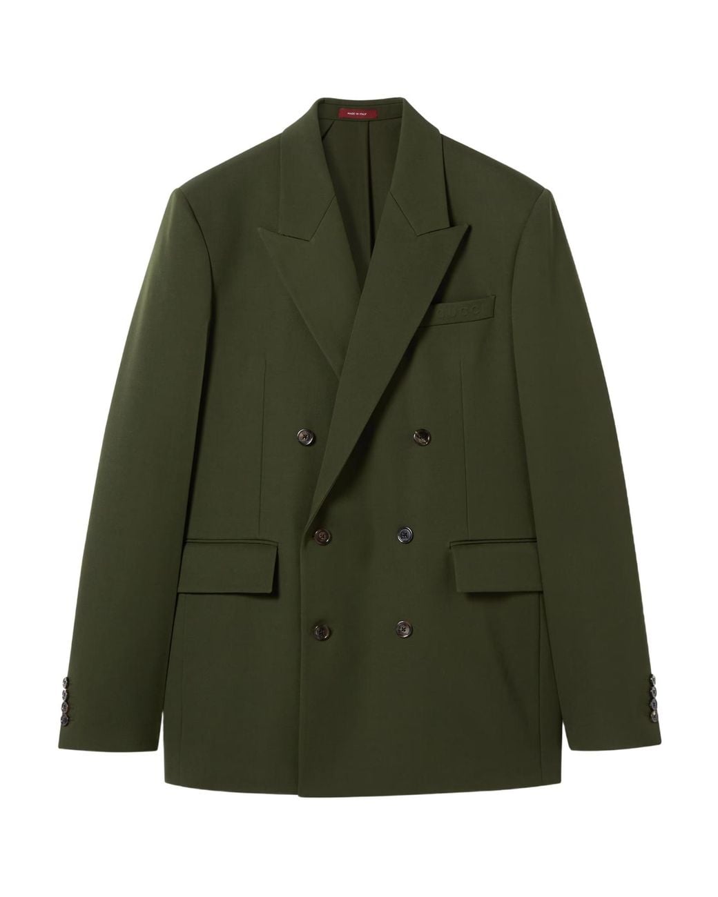 Gucci Green Double-Breasted Light Wool Gabardine Jacket for men