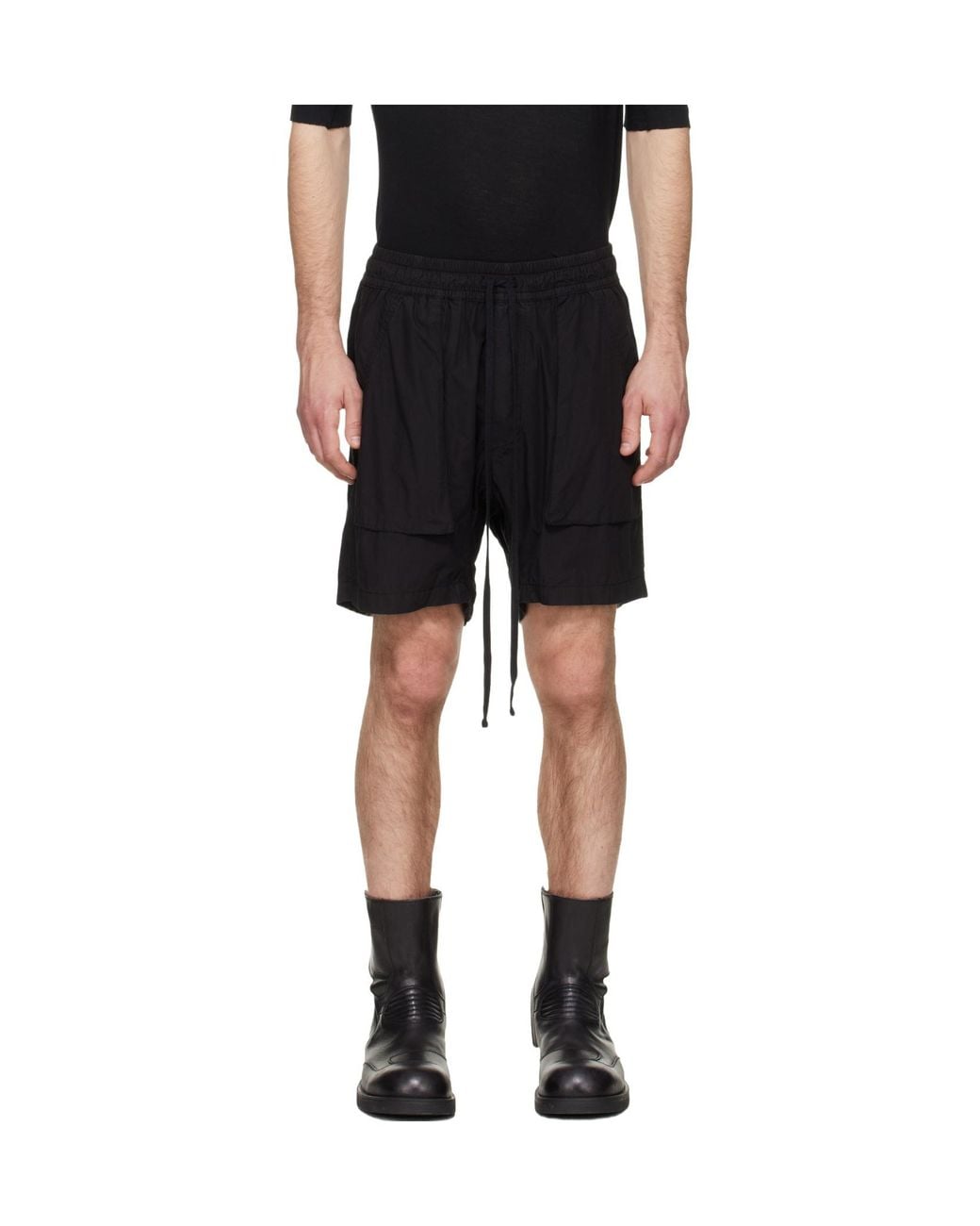 Thom Krom Black Drawstring Multiple-Pocket Shorts for men