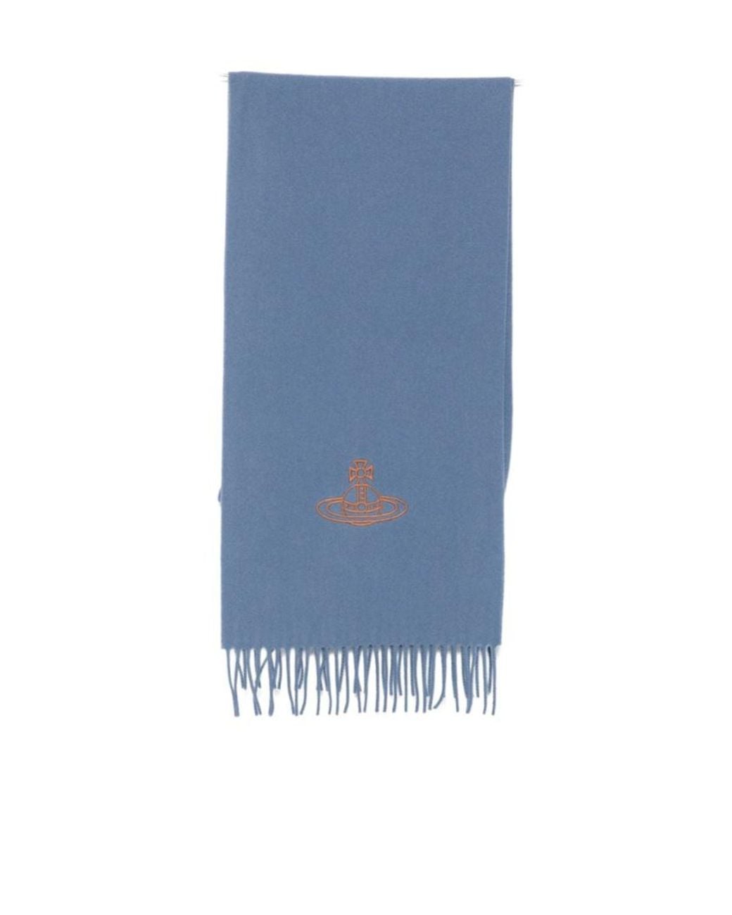 Vivienne Westwood Blue Orb-Embroidered Fringed Scarf