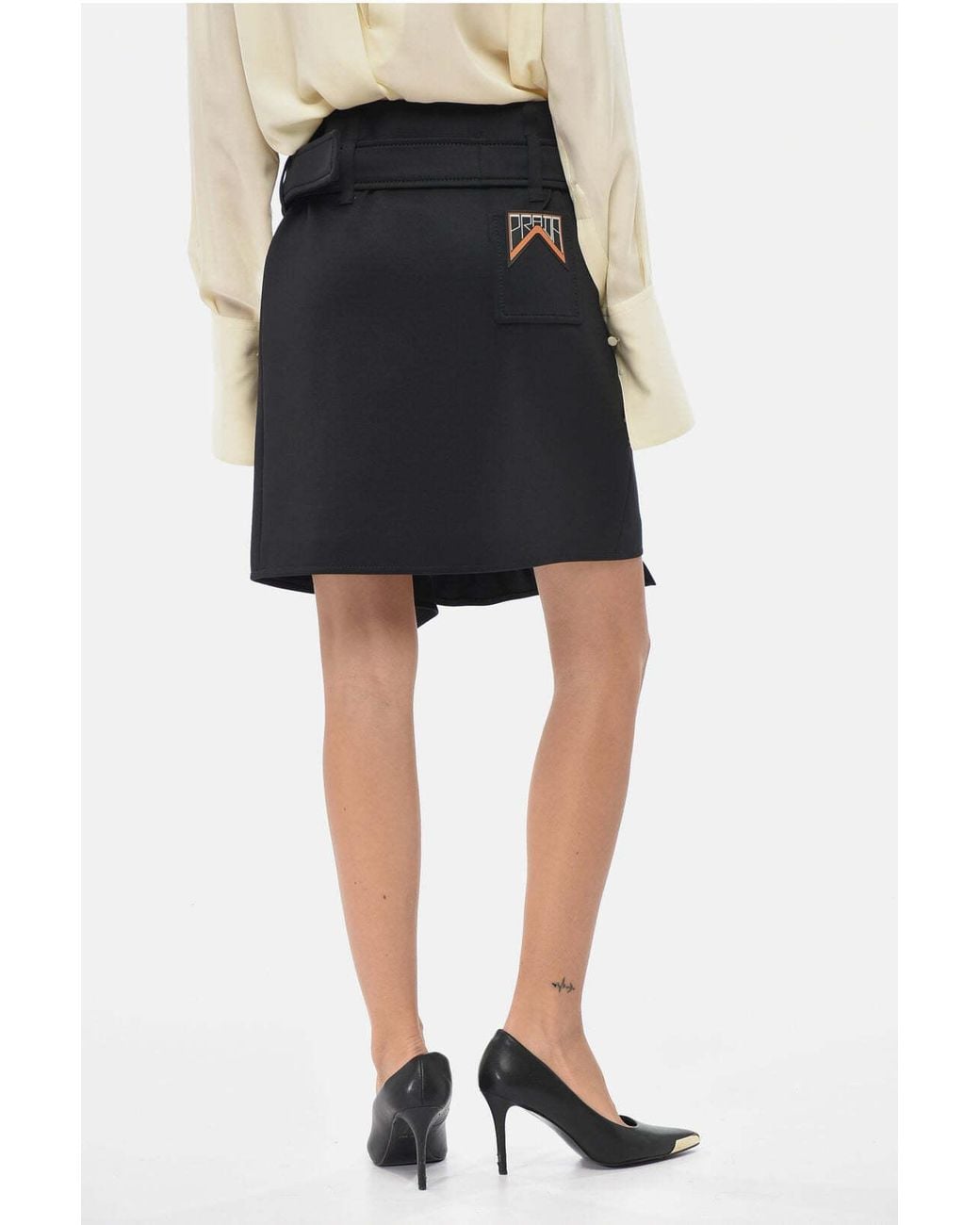 Prada Black Belted Mini Skirt