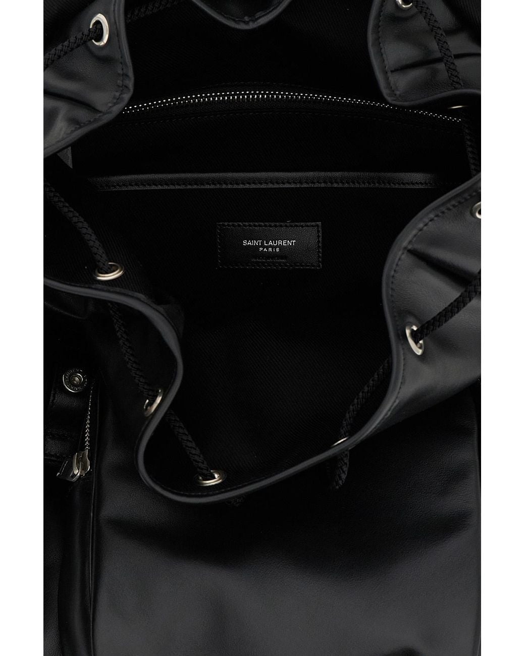 Saint Laurent Black Logo Printed Buckle Fastening Backpack for men