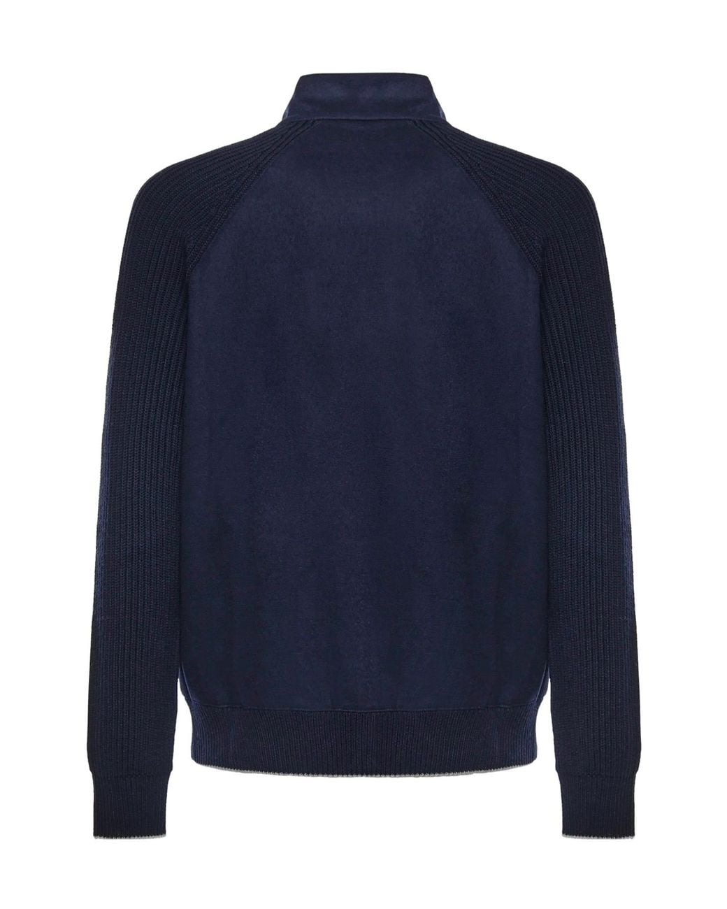 Eleventy Blue Ribbed-Panels Zip Jacket for men