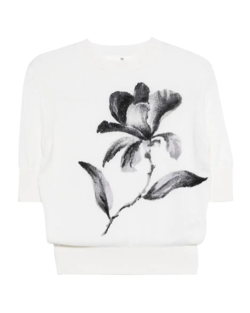 Ermanno Scervino White Floral T-Shirt
