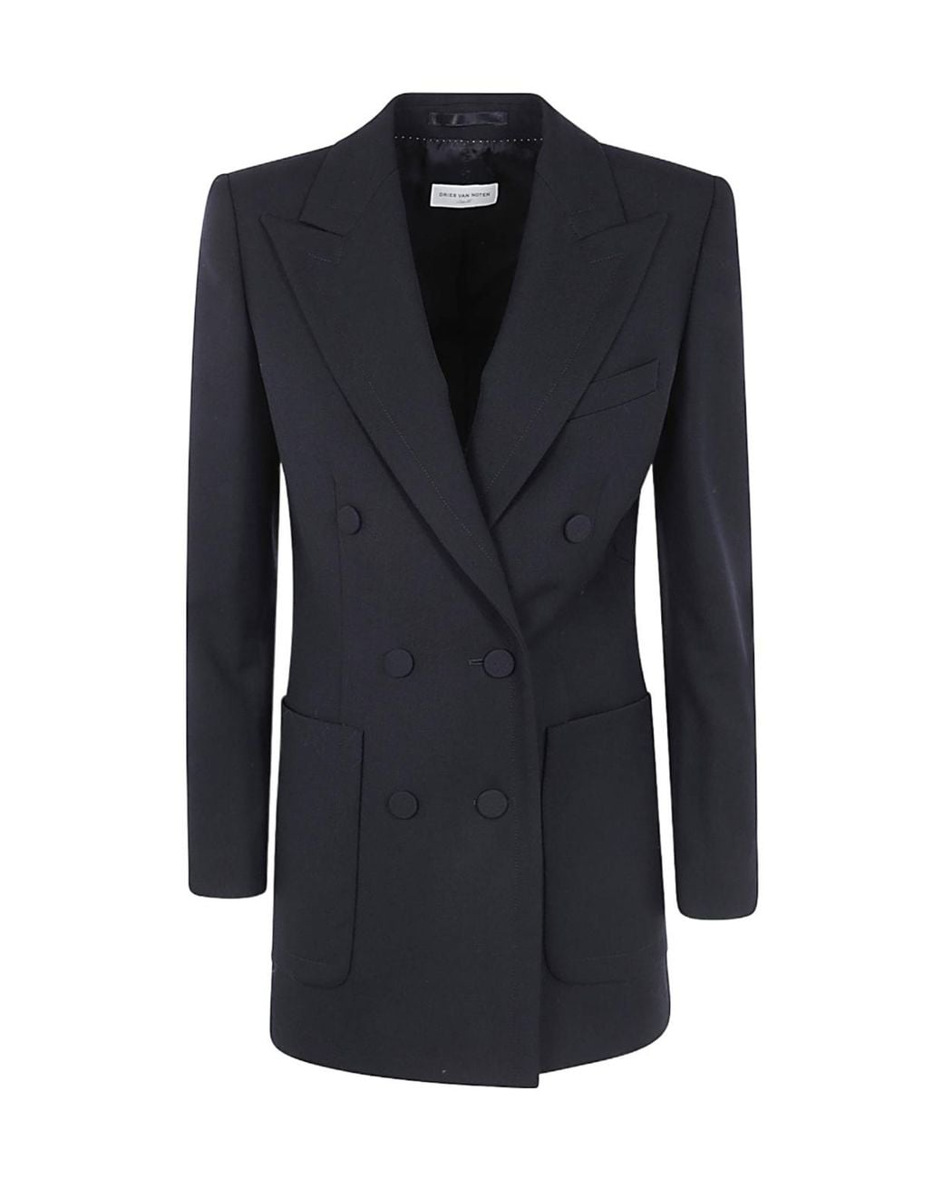 Dries Van Noten Blue Double-Breasted Long-Sleeved Jacket