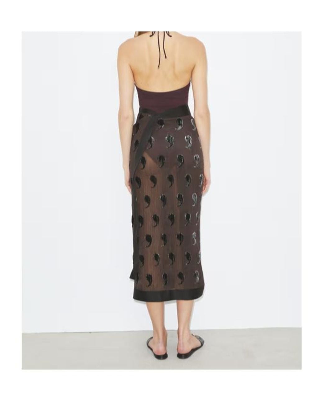 Tory Burch Black Paisley Pareo Skirt
