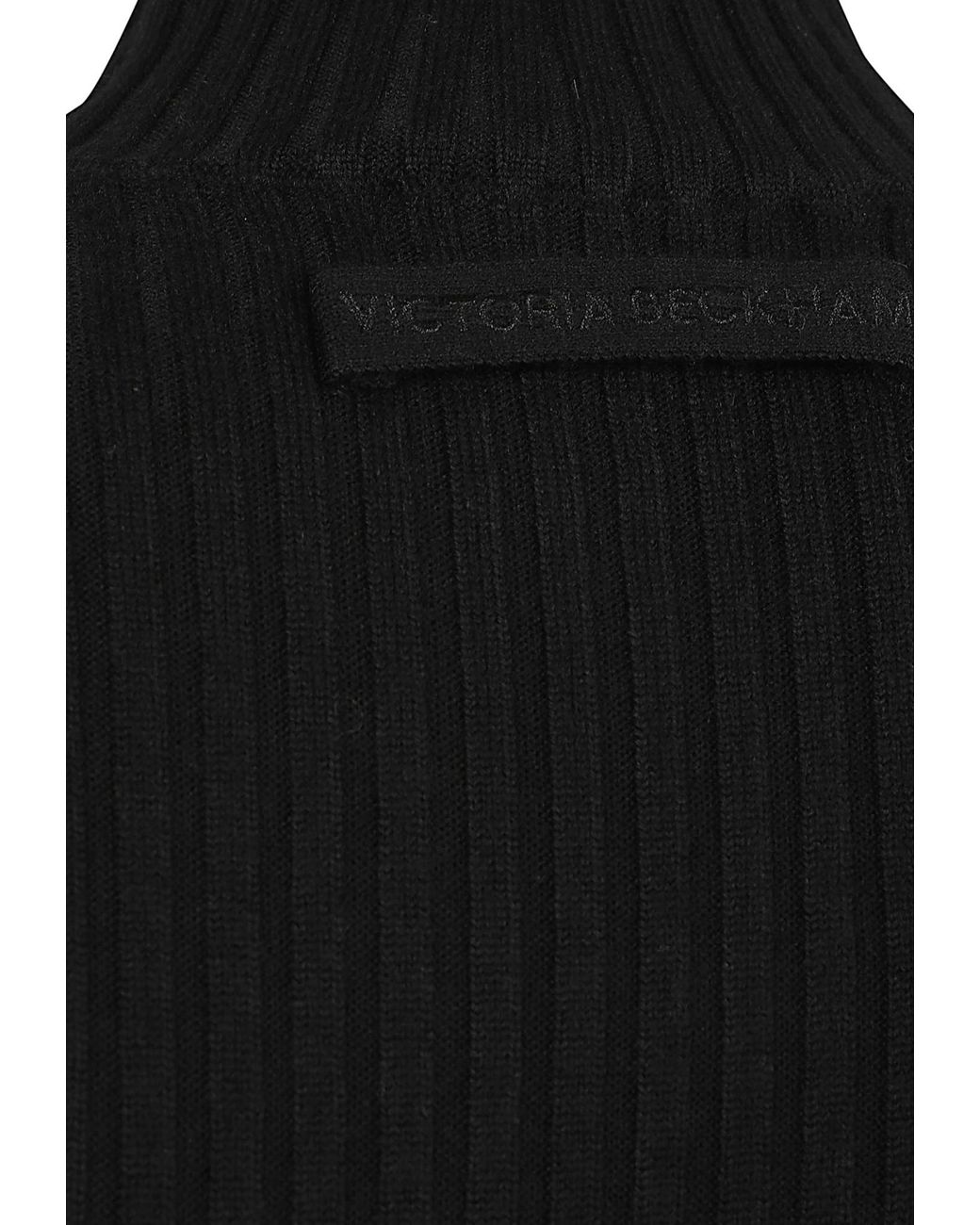 Victoria Beckham Black Georgia Ribbed Knitted Sweater